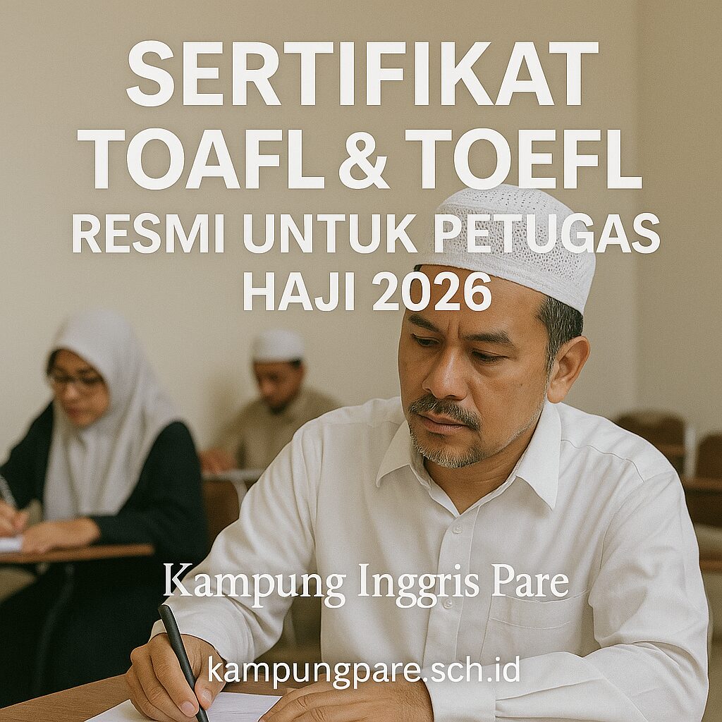 Sertifikat TOAFL & TOEFL sebagai Syarat Petugas Haji PPIH sertifikat bahasa arab inggris untuk seleksi petugas haji ppih arab saudi 2026 dari kampung inggris pare Sertifikat Bahasa Arab Inggris Untuk Seleksi Petugas Haji Ppih Arab Saudi 2026 Dari Kampung Inggris Pare