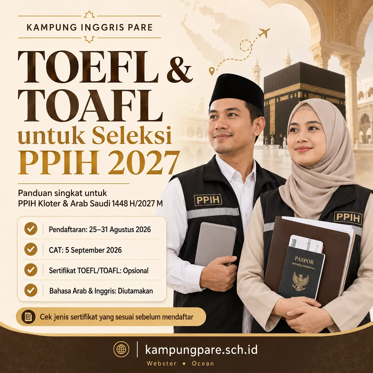 Syarat Sertifikat Bahasa untuk Petugas Haji PPIH 2027 sertifikat toefl dan toafl untuk seleksi Sertifikat Toefl Dan Toafl Untuk Seleksi