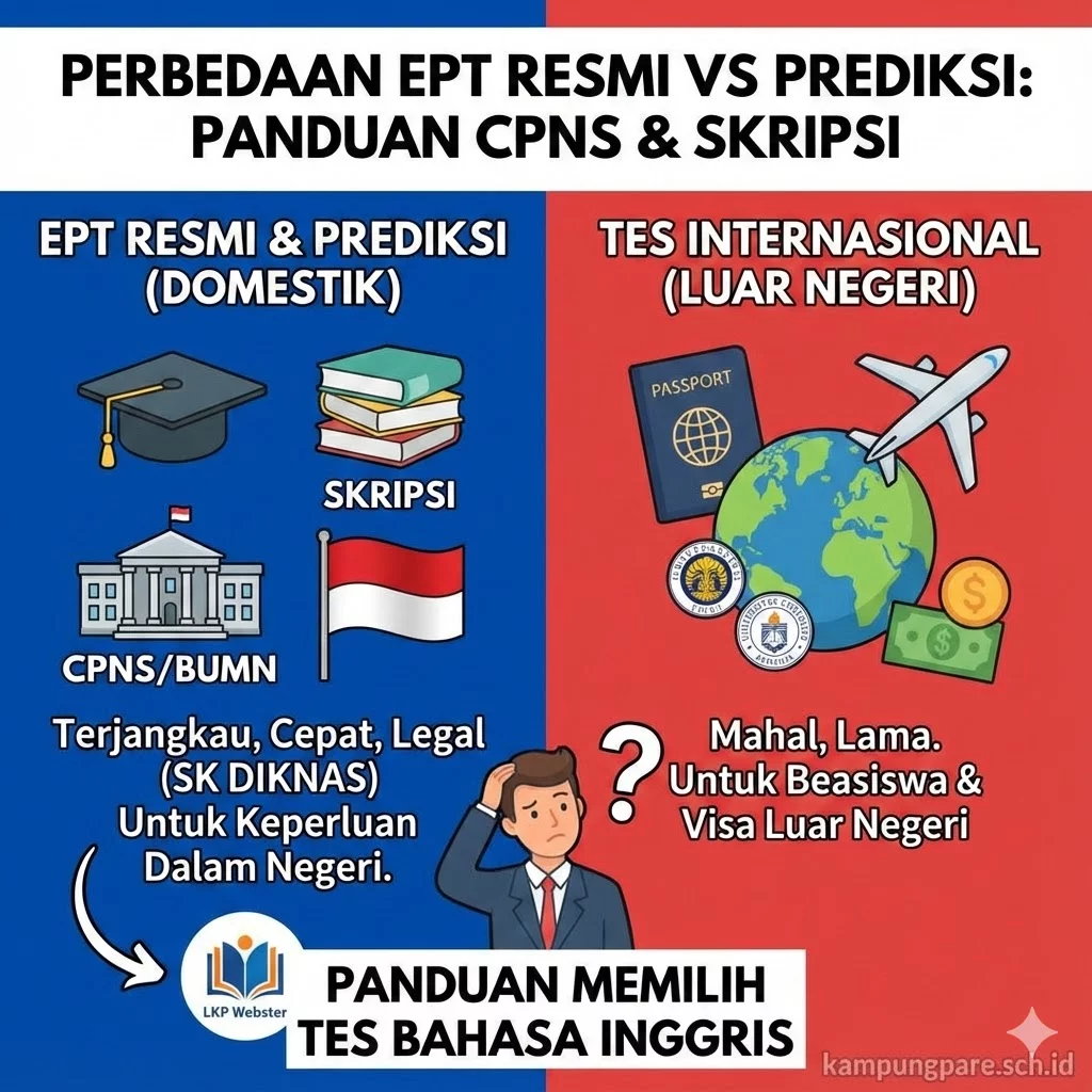 Beda EPT Resmi English Proficiency Test vs Prediksi perbedaan ept resmi vs prediksi panduan memilih tes bahasa inggris untuk cpns skripsi Perbedaan Ept Resmi Vs Prediksi Panduan Memilih Tes Bahasa Inggris Untuk Cpns Skripsi