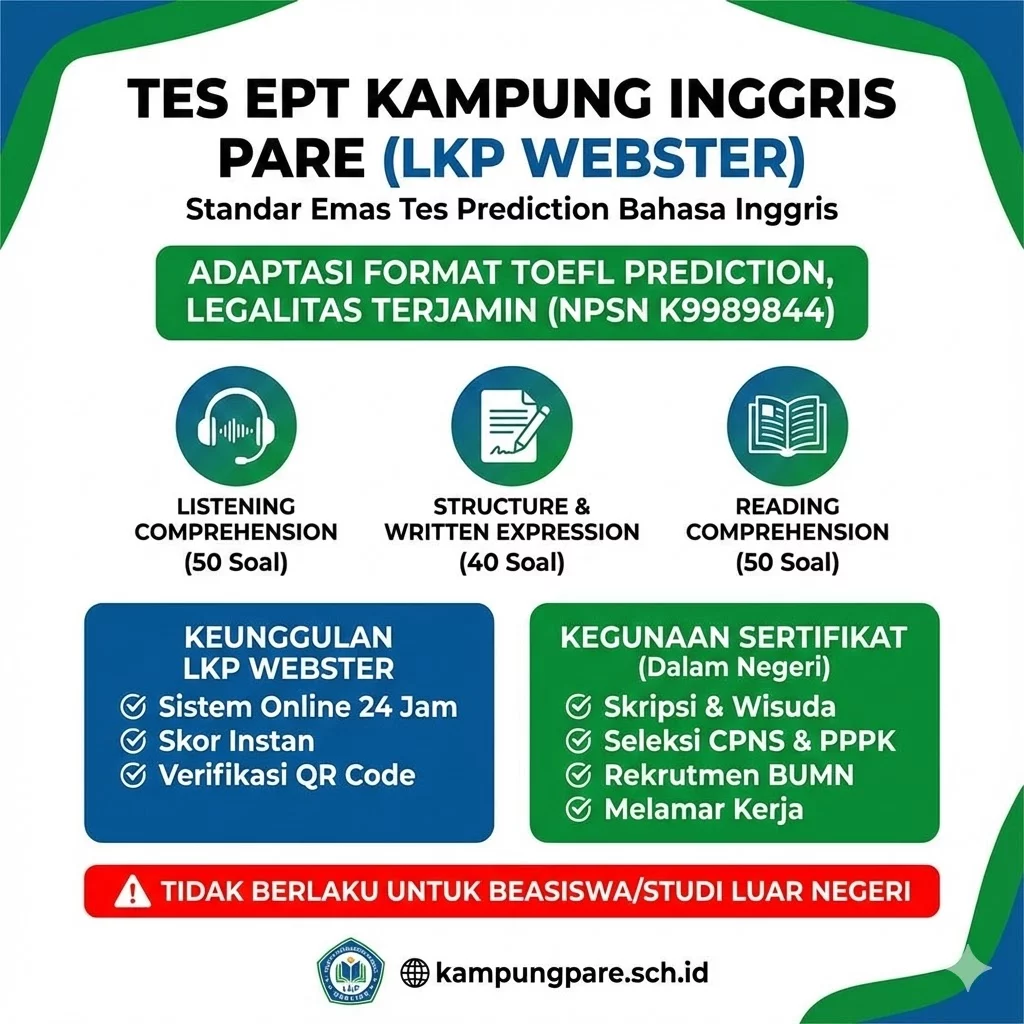 Tes EPT Kampung Inggris Pare (LKP Webster) tes ept kampung inggris pare lkp webster Tes Ept Kampung Inggris Pare Lkp Webster