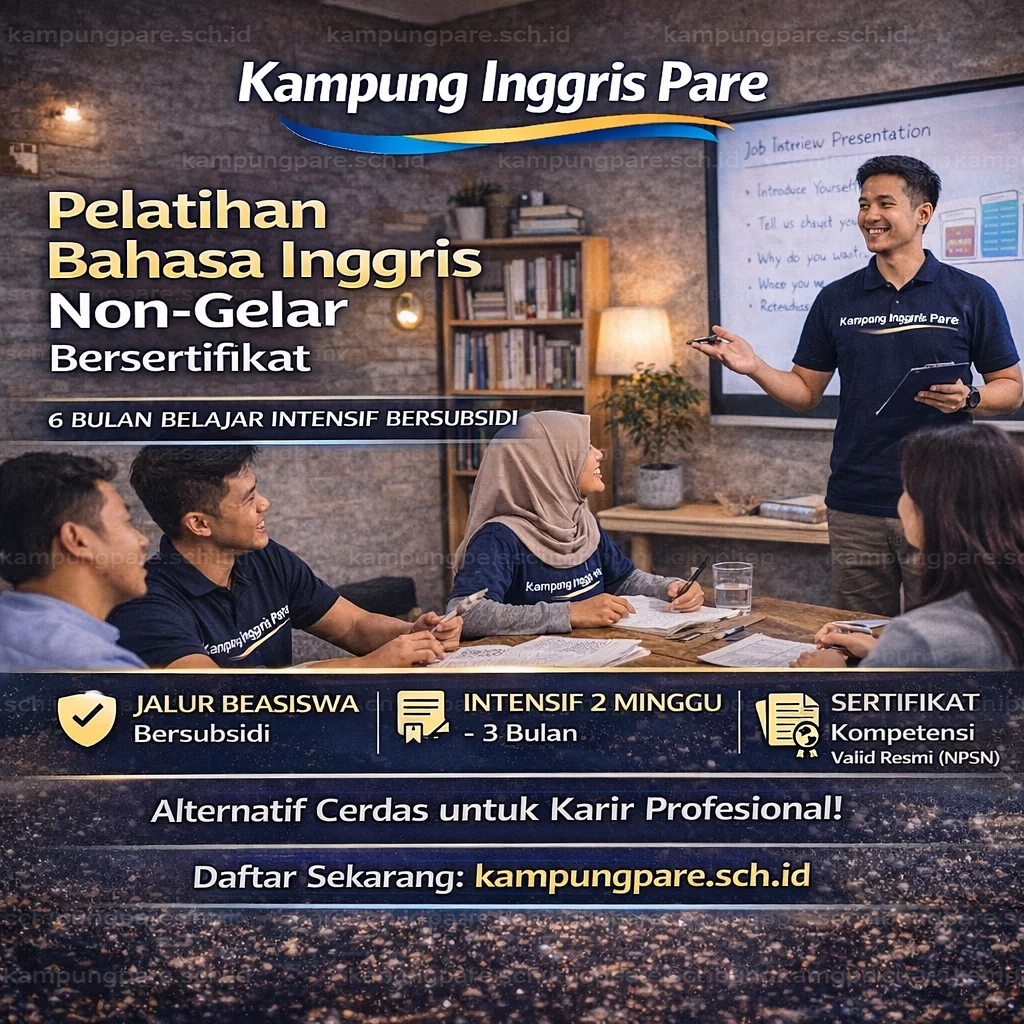 Pelatihan Bahasa Inggris Non-Gelar Bersertifikat elatihan bahasa nggris di ampung are Pelatihan Bahasa Inggris Di Kampung Pare