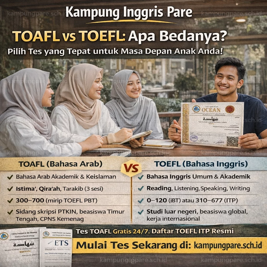 Perbedaan TOAFL dan TOEFL (Pengertian, Materi, serta Kegunaannya) erbandingan dan di are Perbandingan TOAFL Dan TOEFL Di Pare