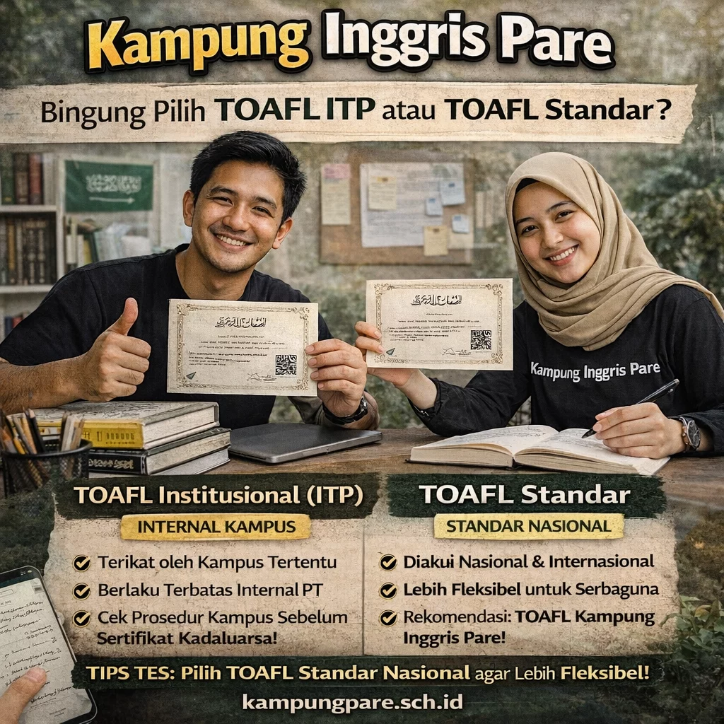 Mengenal TOAFL ITP vs TOAFL Standar erbandingan tes di ampung nggris Perbandingan Tes TOAFL Di Kampung Inggris