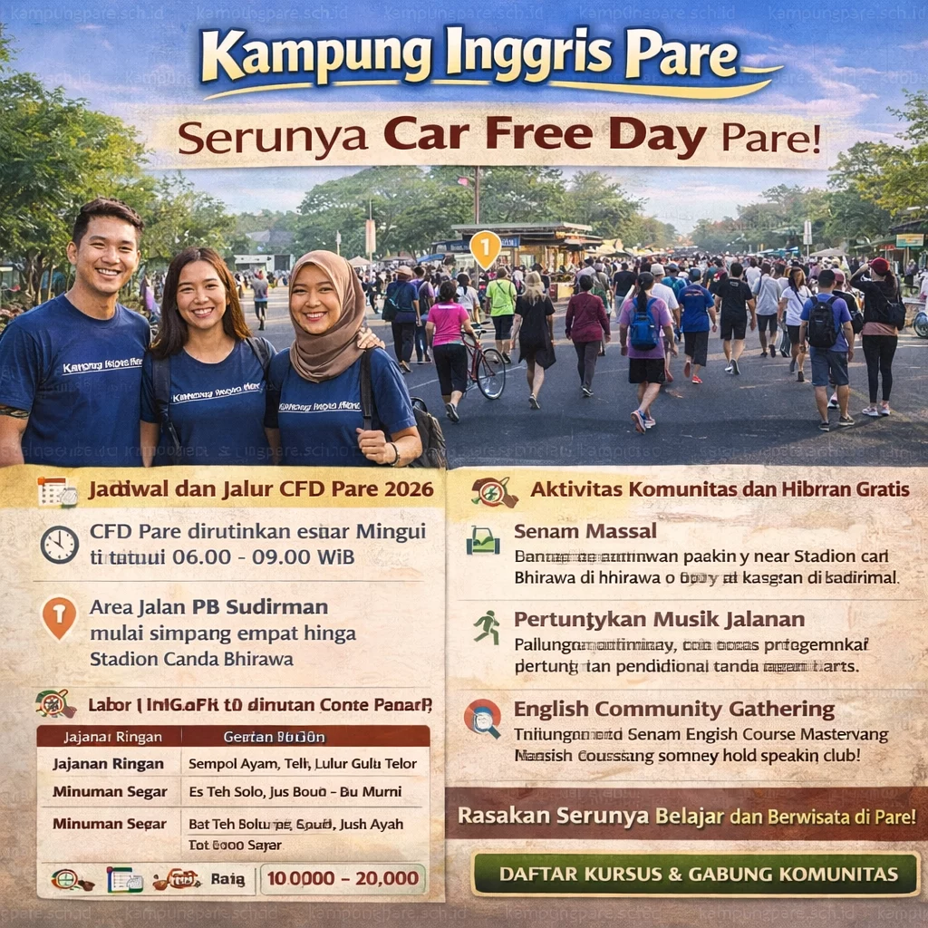 Jadwal & Lokasi Car Free Day (CFD) Pare erunya ar ree ay di are Serunya Car Free Day Di Pare