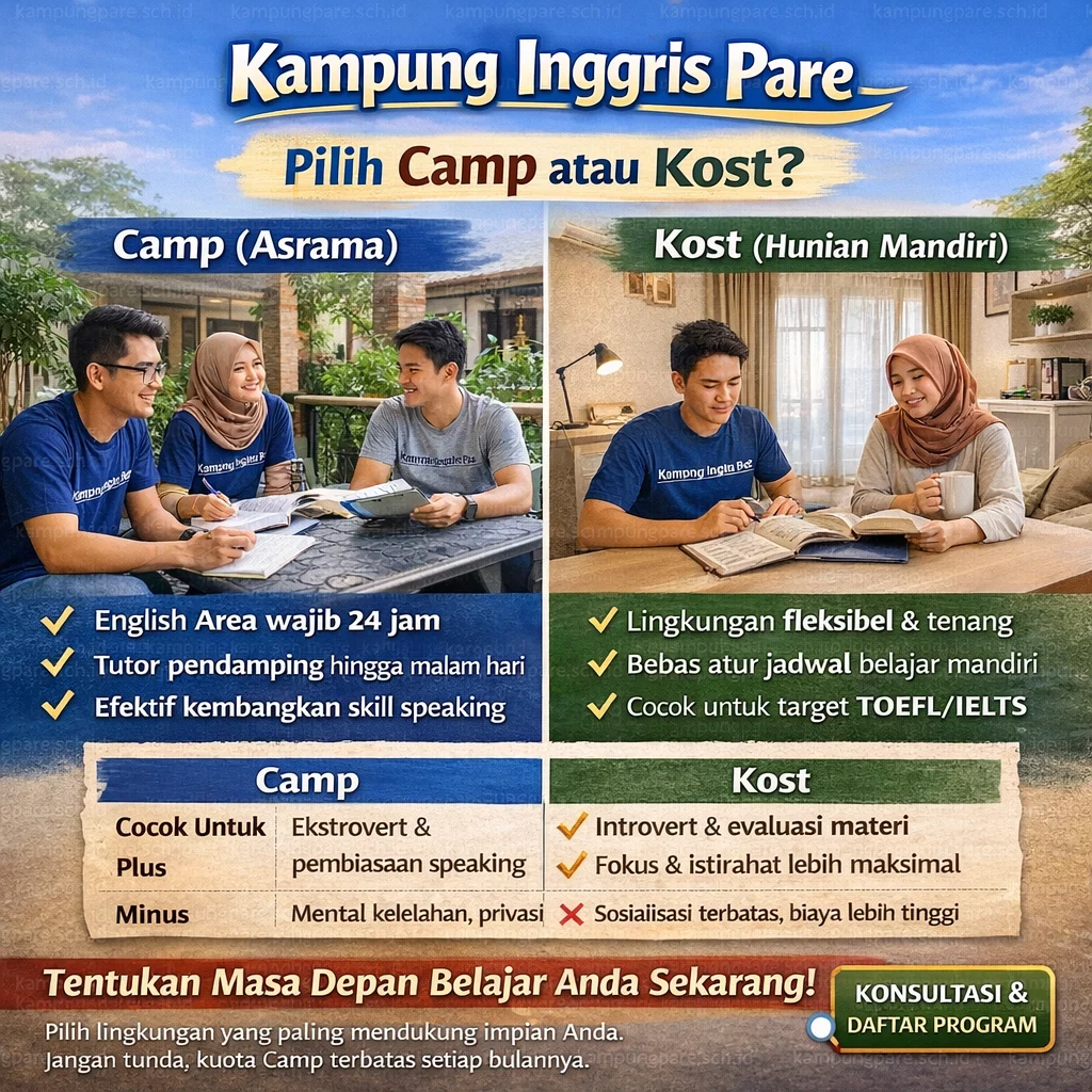 Pilih Camp atau Kost di Kampung Inggris? (Kelebihan & Kekurangan) ilih amp atau ost di ampung nggris Pilih Camp Atau Kost Di Kampung Inggris