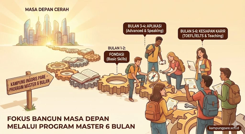 Program Master Bahasa Inggris 6 Bulan lustrasi okus membangun masa depan melalui rogram aster 6 ulan jpg Ilustrasi Fokus Membangun Masa Depan Melalui Program Master 6 Bulan
