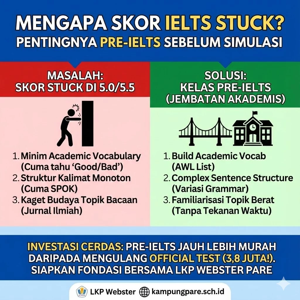 Mengapa Skor IELTS Stuck? Pentingnya Kelas Pre-IELTS (2026) mengapa skor ielts stuck pentingnya kelas pre ielts 2026 Mengapa Skor Ielts Stuck Pentingnya Kelas Pre Ielts 2026