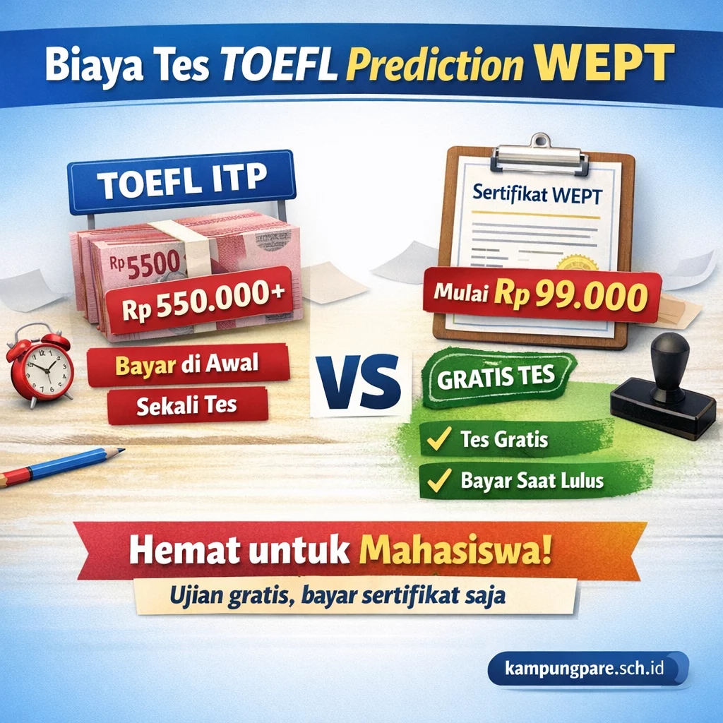 Biaya Tes TOEFL Prediction WEPT Paling Hemat 2026 biaya tes toefl vs wept Biaya Tes TOEFL Vs WEPT
