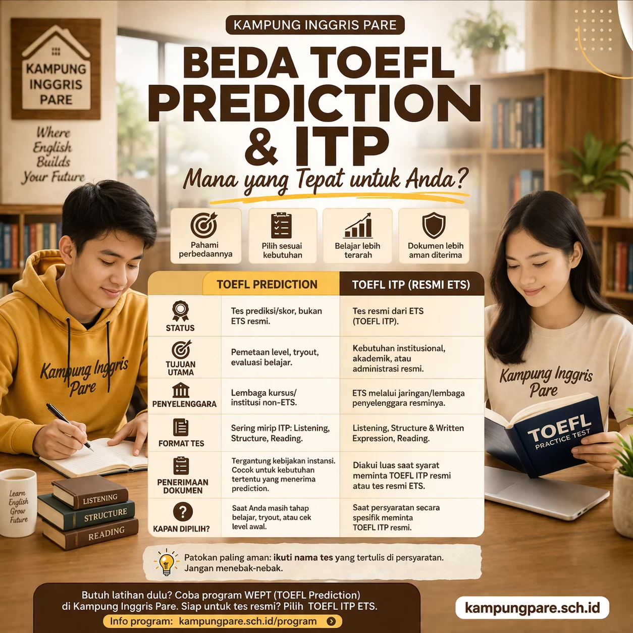 Perbedaan TOEFL Prediction dan ITP perbedaan toefl prediction dan itp Perbedaan TOEFL Prediction Dan ITP