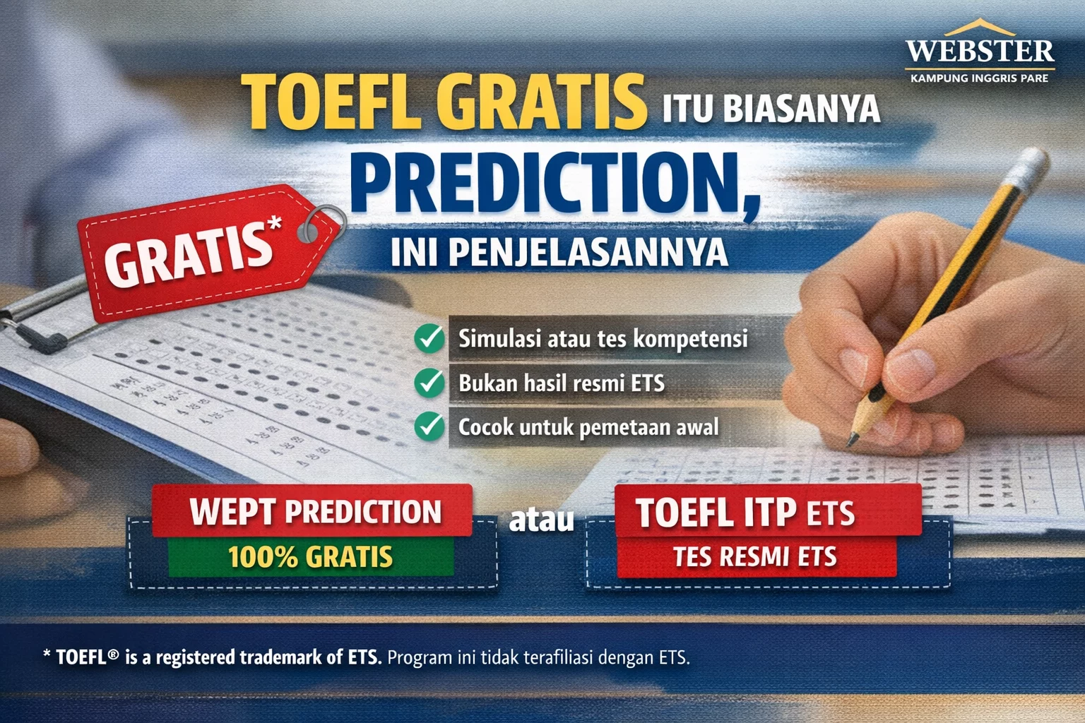 TOEFL Gratis Itu Biasanya Prediction, Ini Penjelasannya promo toefl gratis dan simulasi tes Promo TOEFL Gratis Dan Simulasi Tes