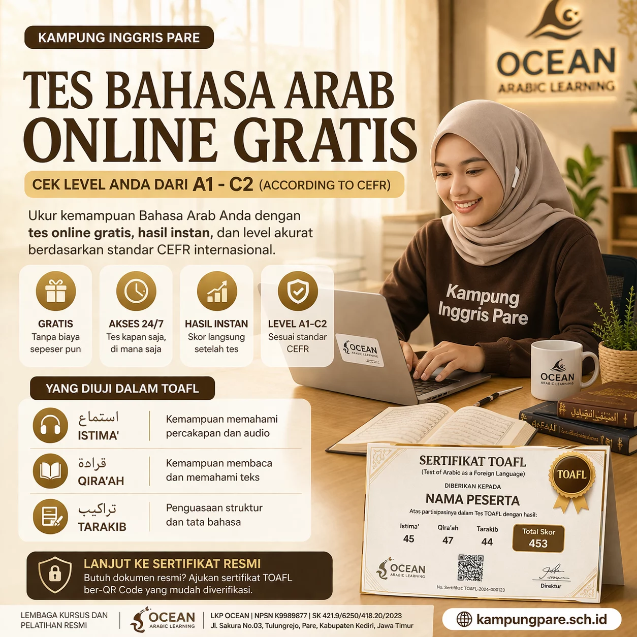 Tes Bahasa Arab Online Gratis A1–C2 tes bahasa arab online gratis Tes Bahasa Arab Online Gratis