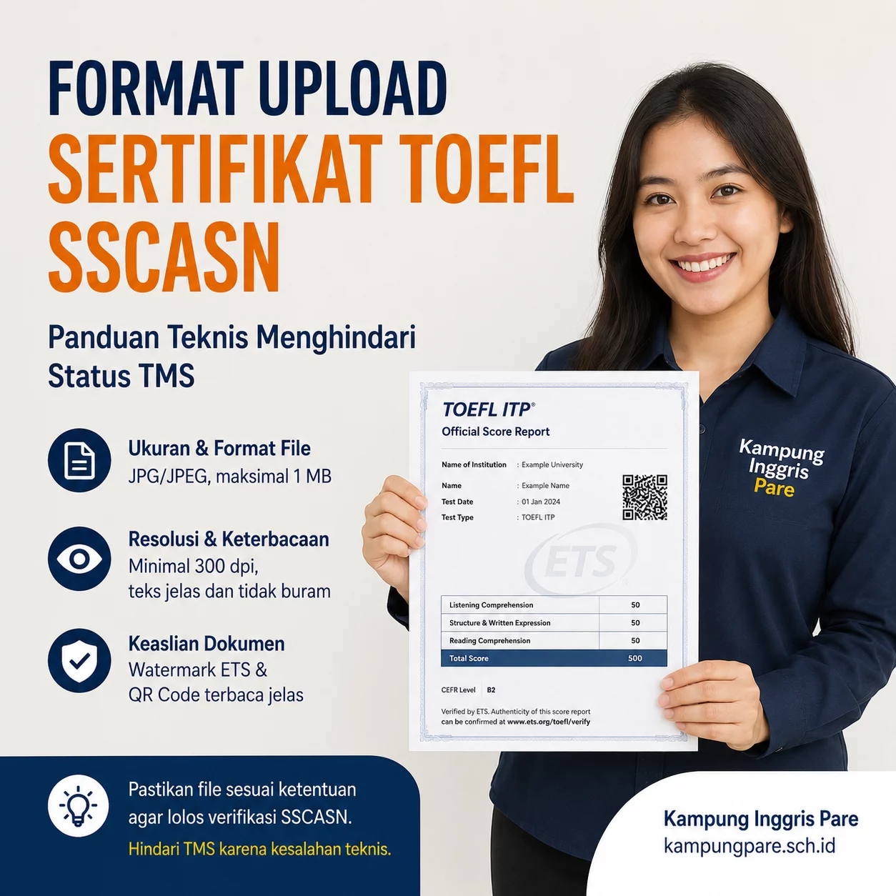 Format Upload Sertifikat TOEFL SSCASN agar Tidak TMS format upload sertifikat toefl sscasn Format upload sertifikat TOEFL SSCASN agar dokumen mudah diverifikasi