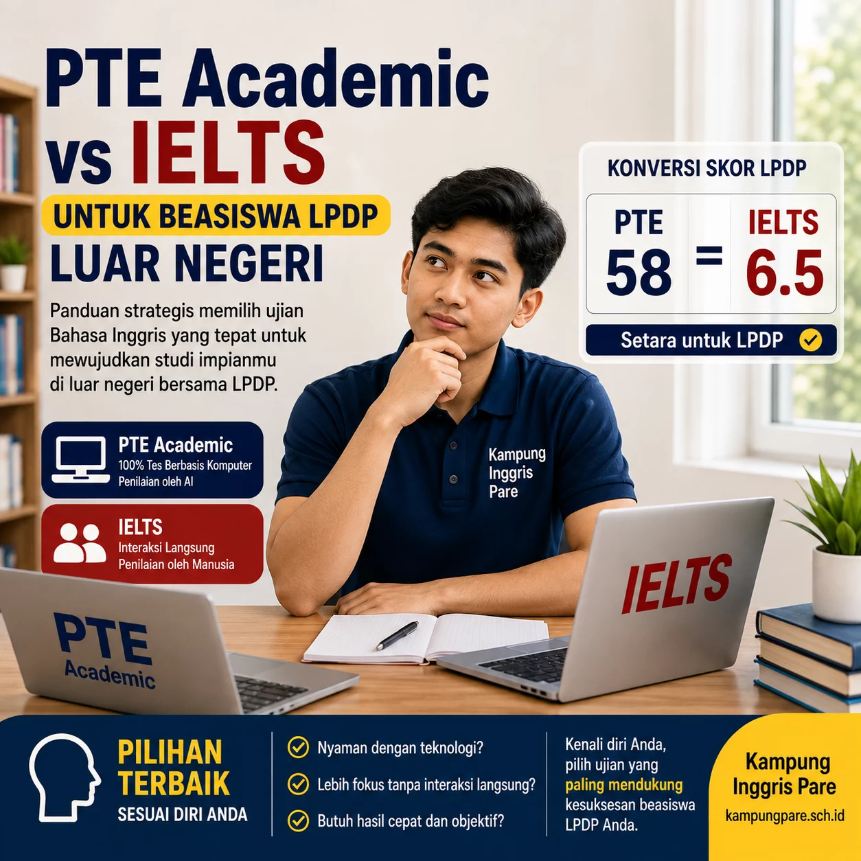 PTE Academic vs IELTS untuk LPDP Luar Negeri pte academic vs ielts lpdp Perbandingan PTE Academic vs IELTS untuk beasiswa LPDP luar negeri