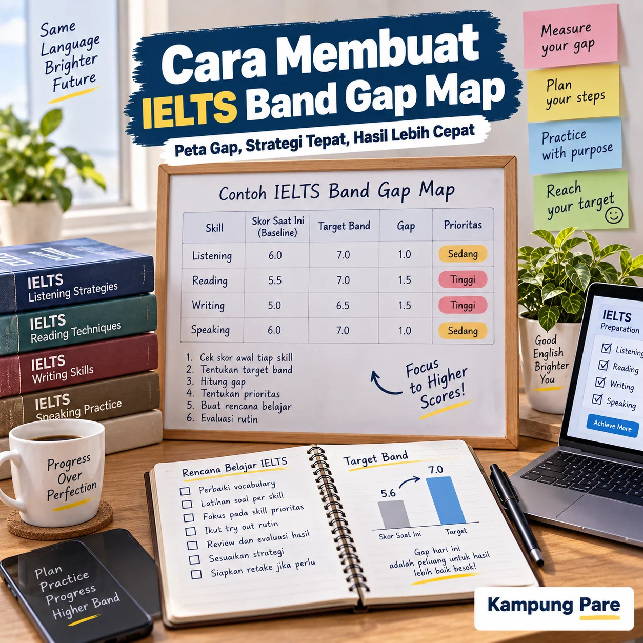 Cara Membuat IELTS Band Gap Map cara membuat ielts band gap map Cara membuat IELTS Band Gap Map untuk menentukan target band IELTS per skill