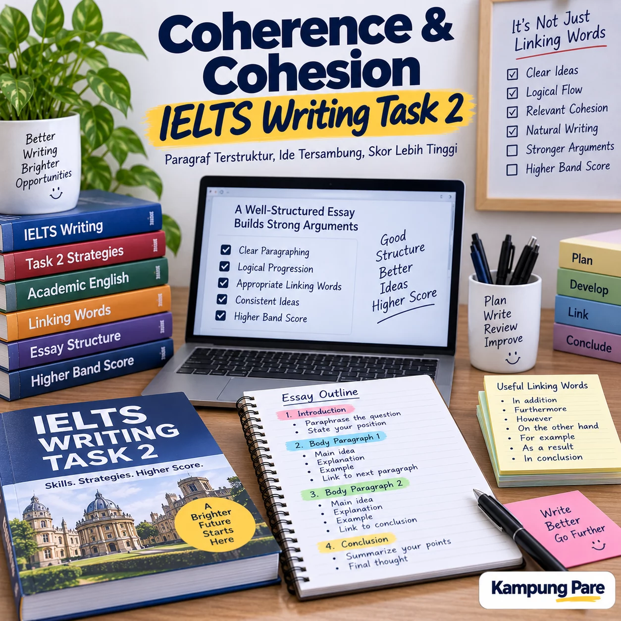 Coherence & Cohesion IELTS Writing Task 2 coherence cohesion ielts writing task 2 Coherence dan cohesion IELTS Writing Task 2 dengan struktur paragraf dan alur argumen