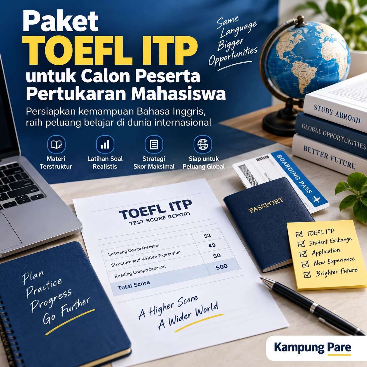 Paket TOEFL ITP Pertukaran Mahasiswa Terarah paket toefl itp pertukaran mahasiswa Paket TOEFL ITP untuk calon peserta pertukaran mahasiswa