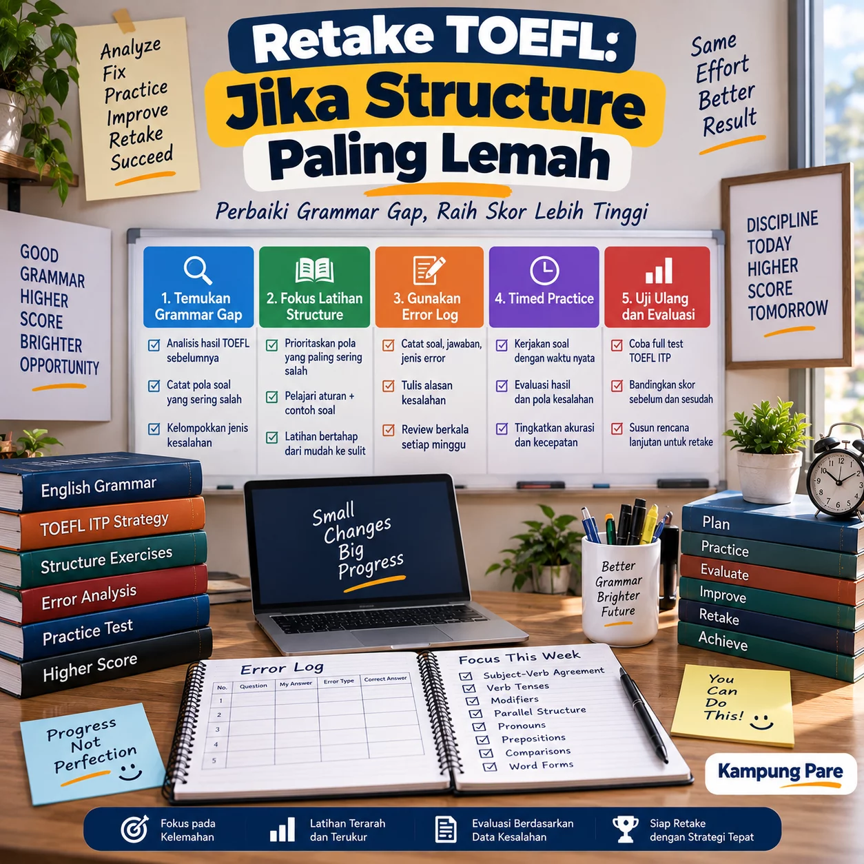Retake TOEFL Jika Structure Paling Lemah retake toefl structure paling lemah Retake TOEFL jika Structure paling lemah dengan strategi grammar gap dan error log
