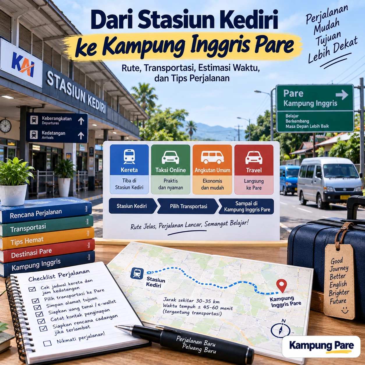 Dari Stasiun Kediri ke Kampung Inggris Pare stasiun kediri ke kampunginggris pare Panduan perjalanan dari Stasiun Kediri ke Kampung Inggris Pare