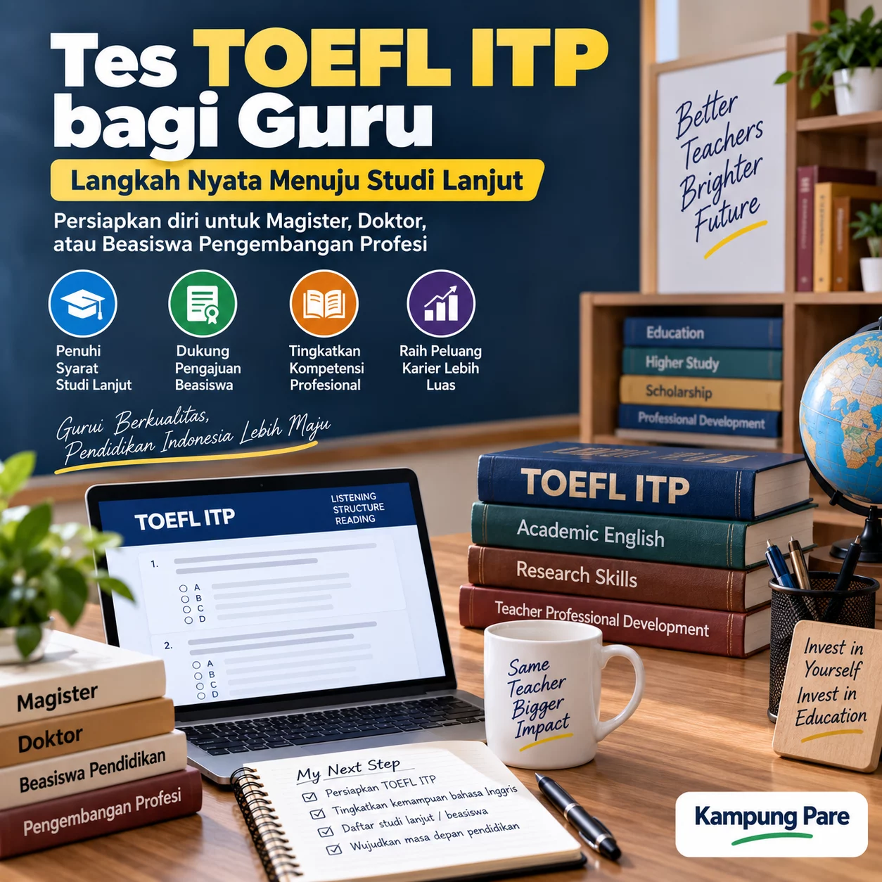 TOEFL ITP Guru Panduan Studi Lanjut Pendidikan tes toefl itp bagi guru studi lanjut Tes TOEFL ITP bagi guru untuk persiapan studi lanjut, beasiswa pendidikan, dan pengembangan profesi
