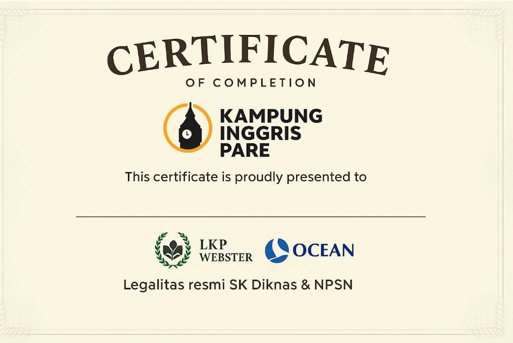 Sertifikat Kampung Inggris Pare