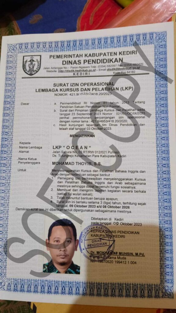 Sk Diknas Ocean Kampung Inggris Pare
