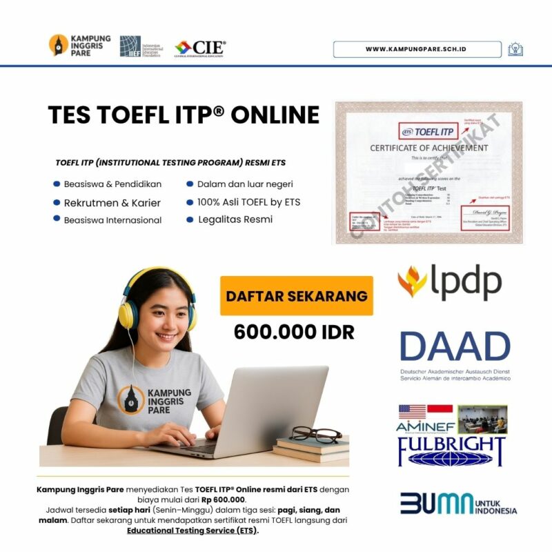 Tes Toefl Itp Online Resmi Bersertifikat Ets