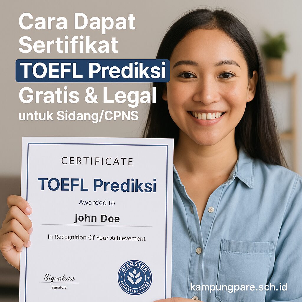 Cara Dapat Sertifikat Toefl Prediksi Gratis Legal