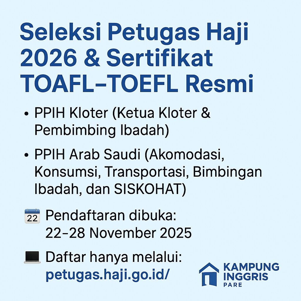 Seleksi Petugas Haji 2026 Sertifikat Toafl Toefl Resmi
