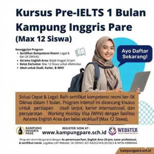 Kursus Pre Ielts 1 Bulan Bersertifikat Kampung Inggris Pare Lkp Webster